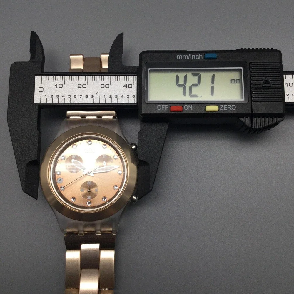 Swatch Irony Diaphane Men Watch 42mm Full Blooded Caramel Swiss New Battery 6.5